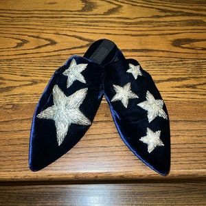 Sanayi 313 velvet metallic Star loafers / mules. Size 40. Hand Made in Italy